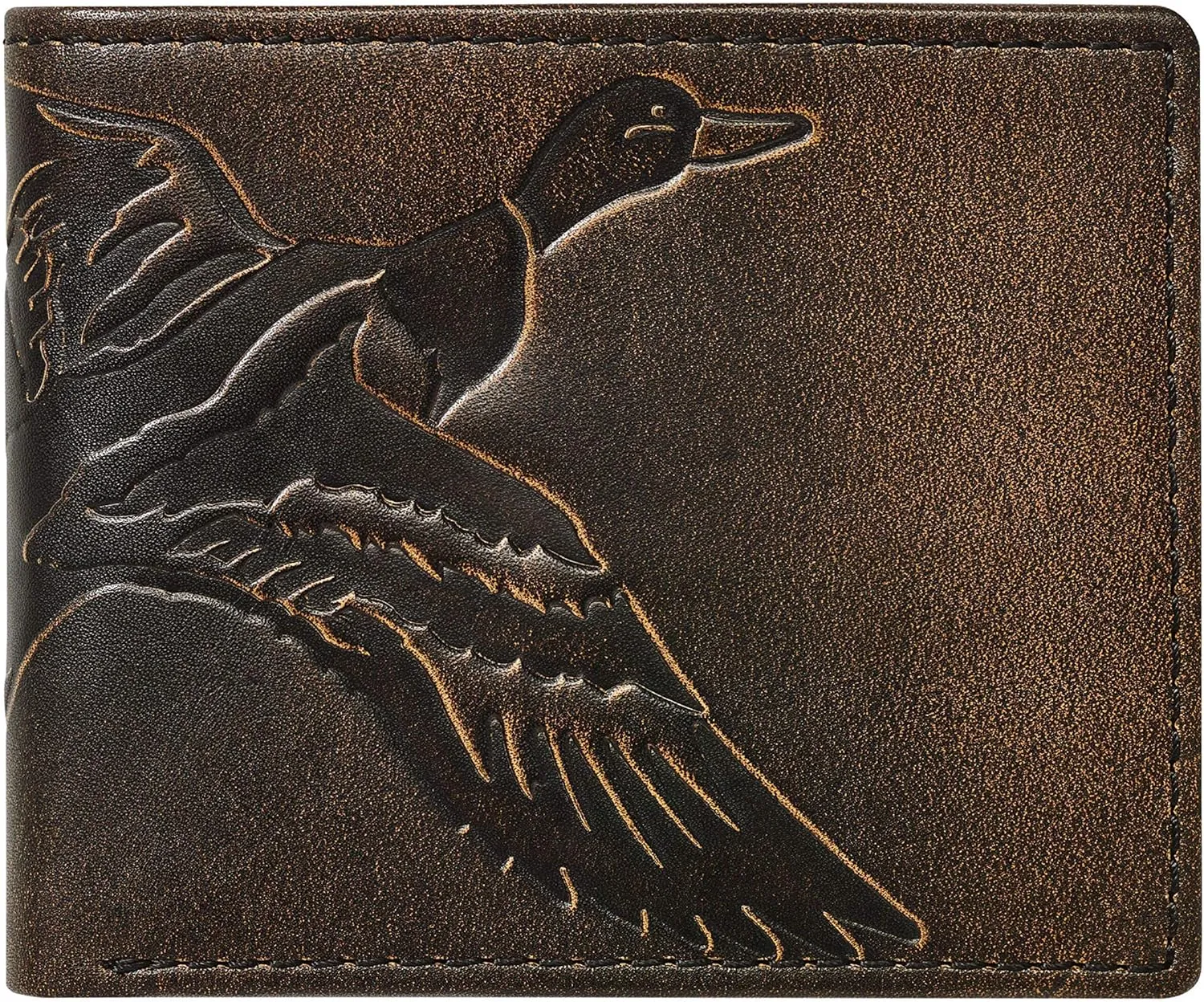 House of Jack Co. Duck Slim Bifold Wallet for Men and Outdoorsmen, Camou Lining, Full Grain Cowhide Leather Wallet, Black