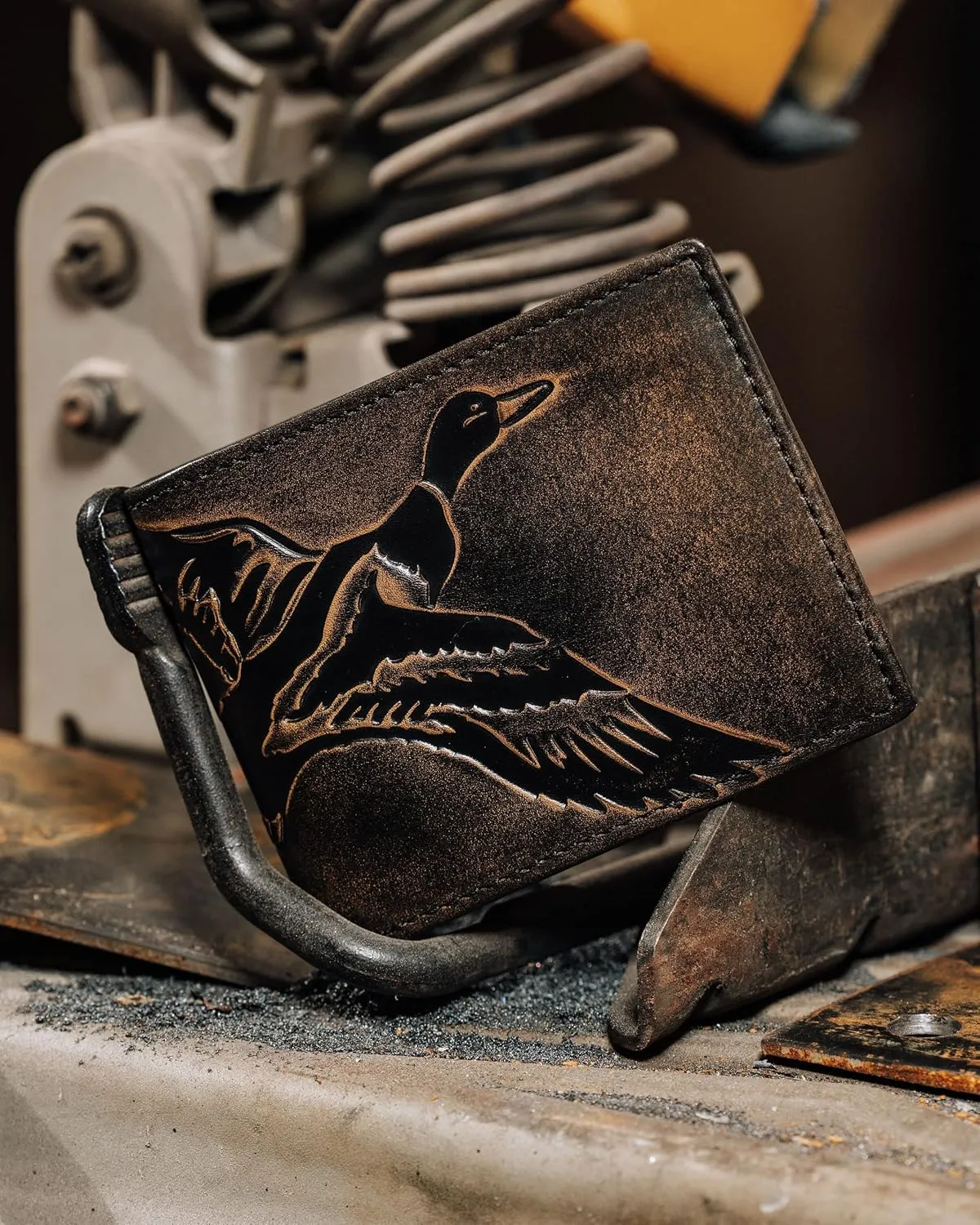House of Jack Co. Duck Slim Bifold Wallet for Men and Outdoorsmen, Camou Lining, Full Grain Cowhide Leather Wallet, Black
