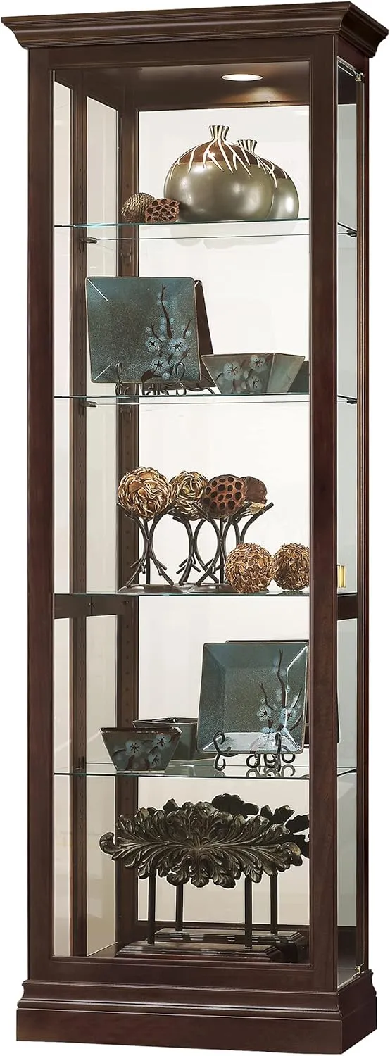 Howard Miller Heeger Curio Cabinet II - Adjustable Display Levelers, Metal Shelf Clips - Espresso Finish Cabinets for Decorative Items, Trophies Home Decor, Living Room Or Dining Area