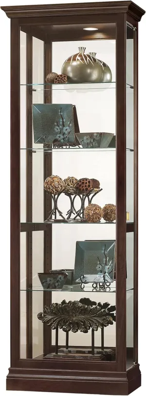 Howard Miller Heeger Curio Cabinet II - Adjustable Display Levelers, Metal Shelf Clips - Espresso Finish Cabinets for Decorative Items, Trophies Home Decor, Living Room Or Dining Area