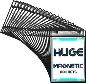 Huge Magnetic Dry Erase Pockets by Two Point (25-Pack) - Portrait - Large Fits 16.5 x 11 inch Pages | Dry Erase Sleeves | Stitched Heavy Duty | Job Ticket Holders | Clear Paper Sleeves