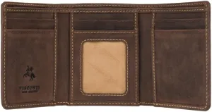 Hunter Collection Apache Leather Tri-Fold Wallet in Oiled Leather RFID Blocking 700 (Oil Brown)