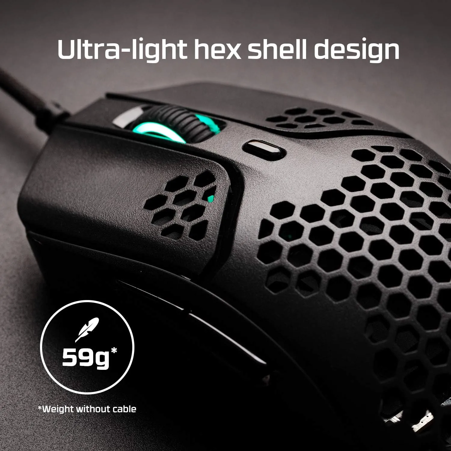 HyperX Pulsefire Haste Gaming Mouse 59g Hex Honeycomb Shell Customizable RGB Hyperflex USB Cable 16000 DPI 6 Programmable Buttons for PC PS5 PS4 Xbox Series X|S Xbox One (Renewed)