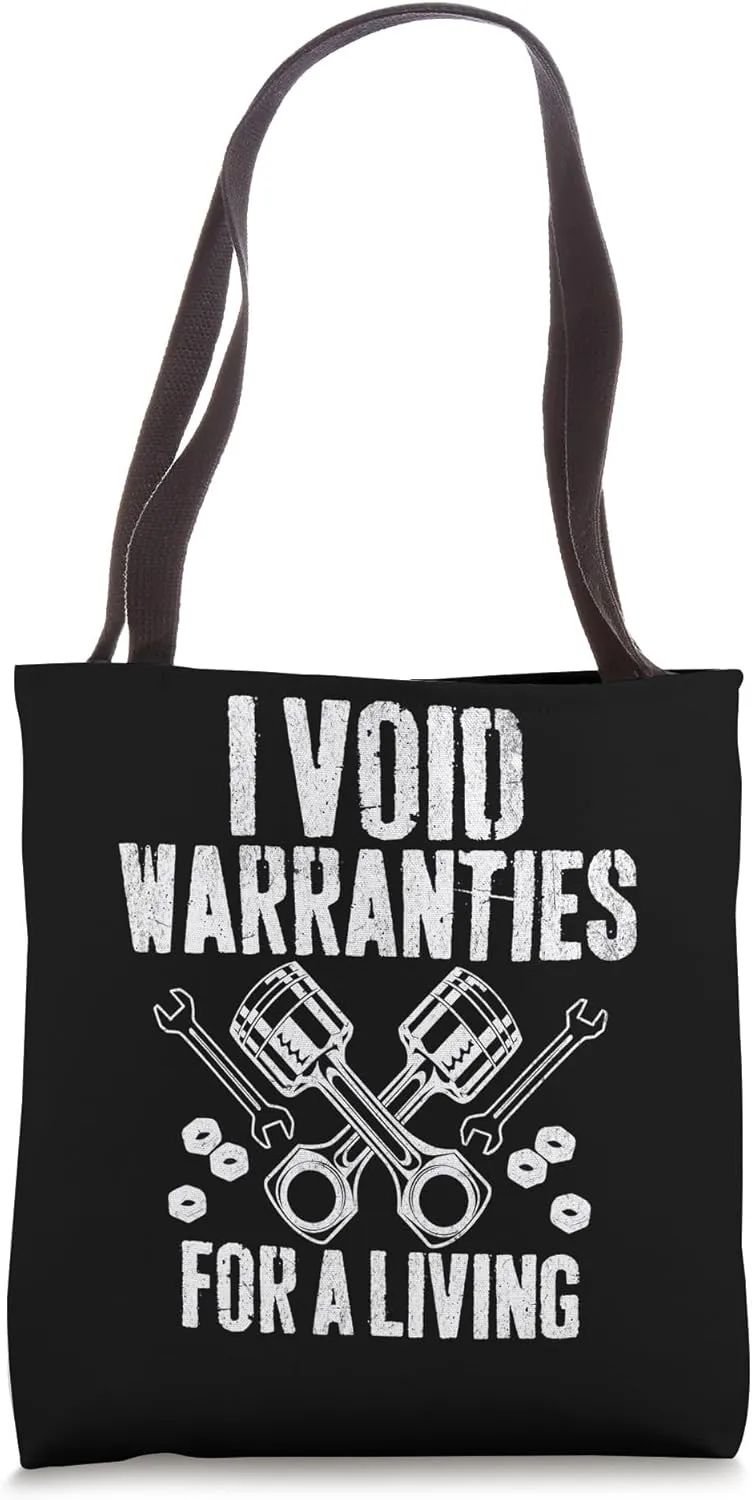 I Void Warranties Race Car Parts Repair Guy Funny Mechanic Tote Bag