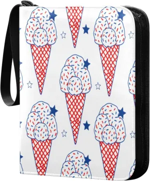 Ice Creams Card Binder 4 Pockets, 400 Pockets Trading Card Binder Removable Card Albums Card Holder for Games, Sports, Football, Baseball Cards