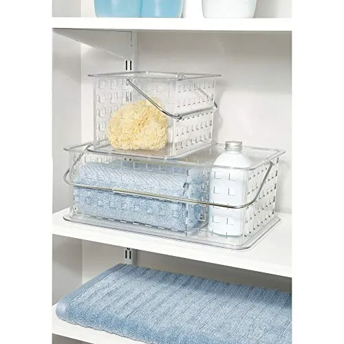 iDesign Spa BPA-Free Plastic Stacking Organizer Handle, 8.69" x 13.94" x 5.13", Divided Basket