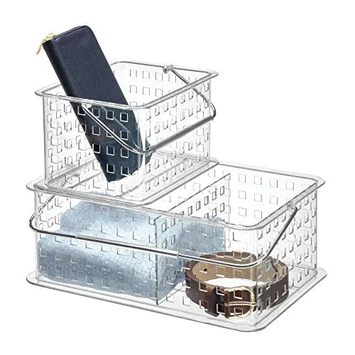 iDesign Spa BPA-Free Plastic Stacking Organizer Handle, 8.69" x 13.94" x 5.13", Divided Basket