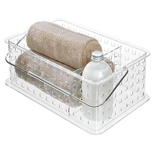 iDesign Spa BPA-Free Plastic Stacking Organizer Handle, 8.69" x 13.94" x 5.13", Divided Basket