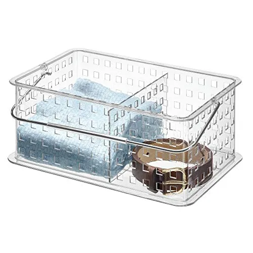 iDesign Spa BPA-Free Plastic Stacking Organizer Handle, 8.69" x 13.94" x 5.13", Divided Basket