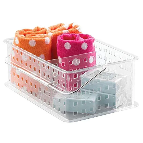 iDesign Spa BPA-Free Plastic Stacking Organizer Handle, 8.69" x 13.94" x 5.13", Divided Basket