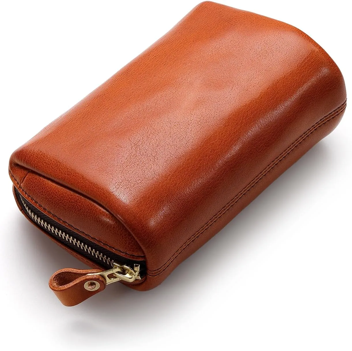 IJUN Handmade Vintage Clutch Purse for Women - Full Grain Oil Vegetable Tanned Cowhide Leather (Orange)