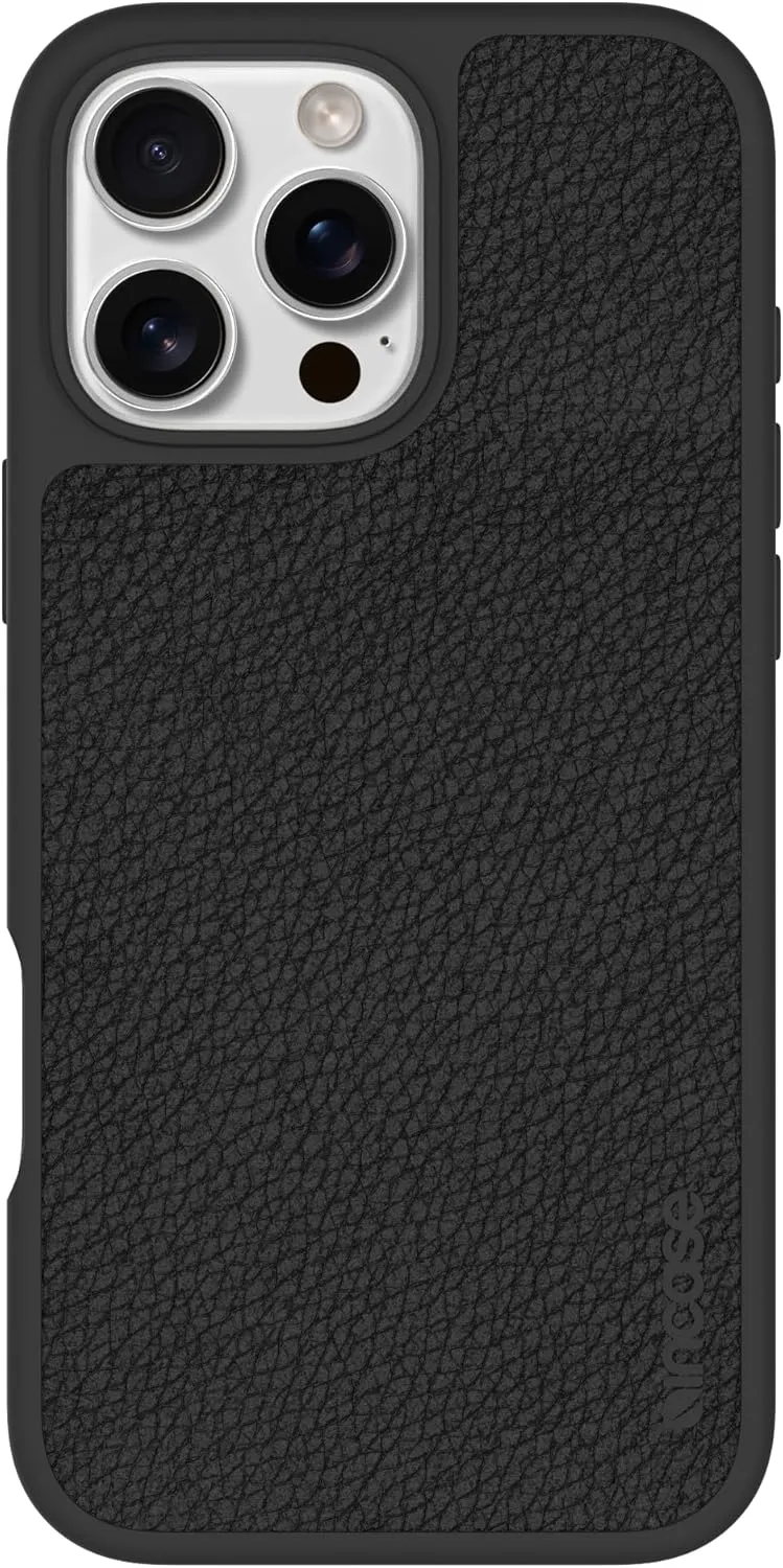 Incase ICON Case with Woolenex & MagSafe for iPhone 16 Pro Max - Durable, Stylish, Protective, Water-Resistant, Scratch - Resistant with Wireless Magsafe Charging - Obsidian Pebbled Plant Leather