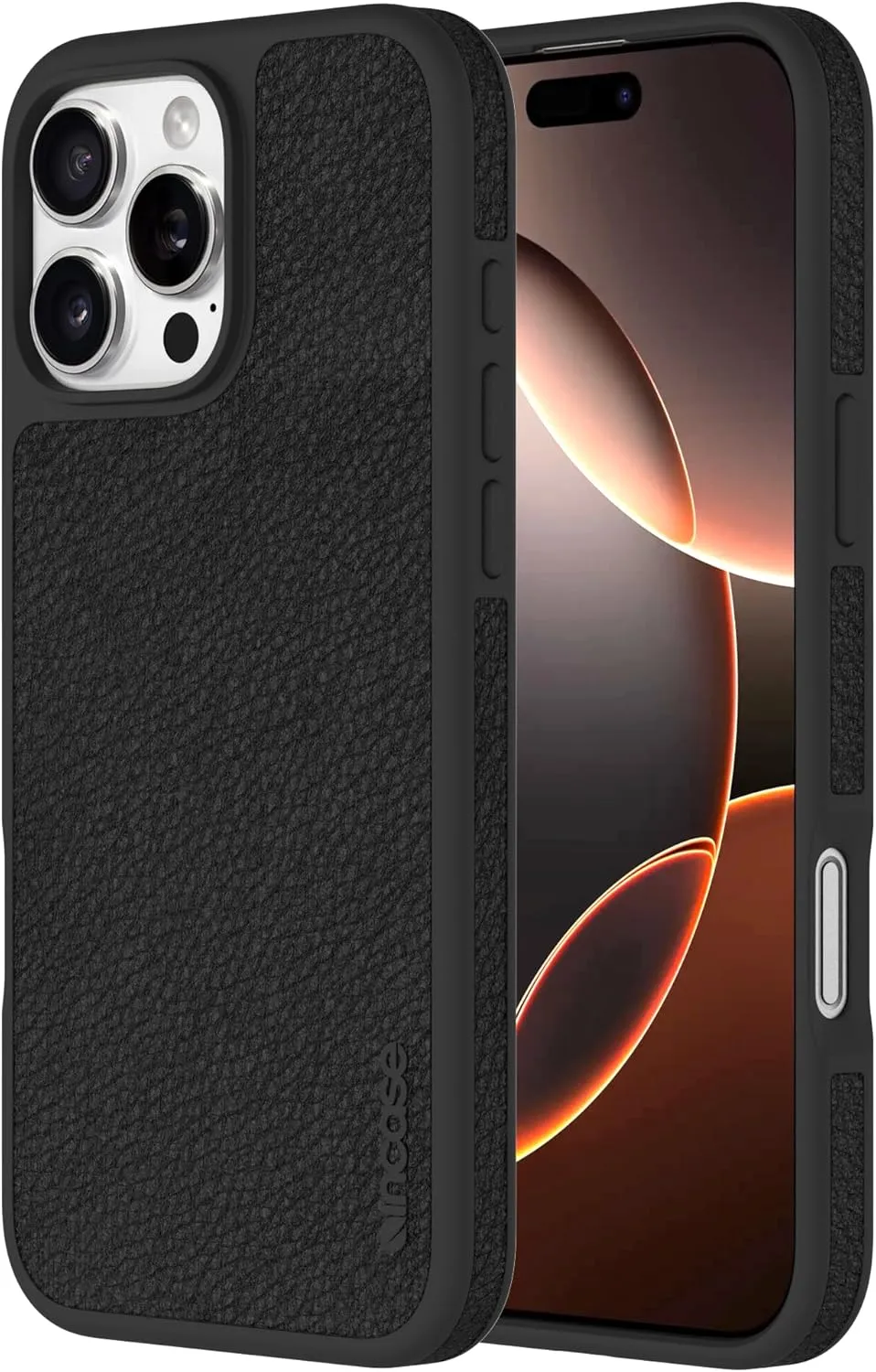 Incase ICON Case with Woolenex & MagSafe for iPhone 16 Pro Max - Durable, Stylish, Protective, Water-Resistant, Scratch - Resistant with Wireless Magsafe Charging - Obsidian Pebbled Plant Leather