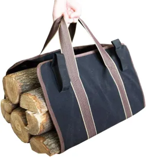 Indoor Canvas Log Tote Bag Carrier,Mini Fireplace Firewood Totes Log Holders with Handles,Round Woodpile Rack Fire Wood Carriers Carrying for Outdoor Hearth Stove