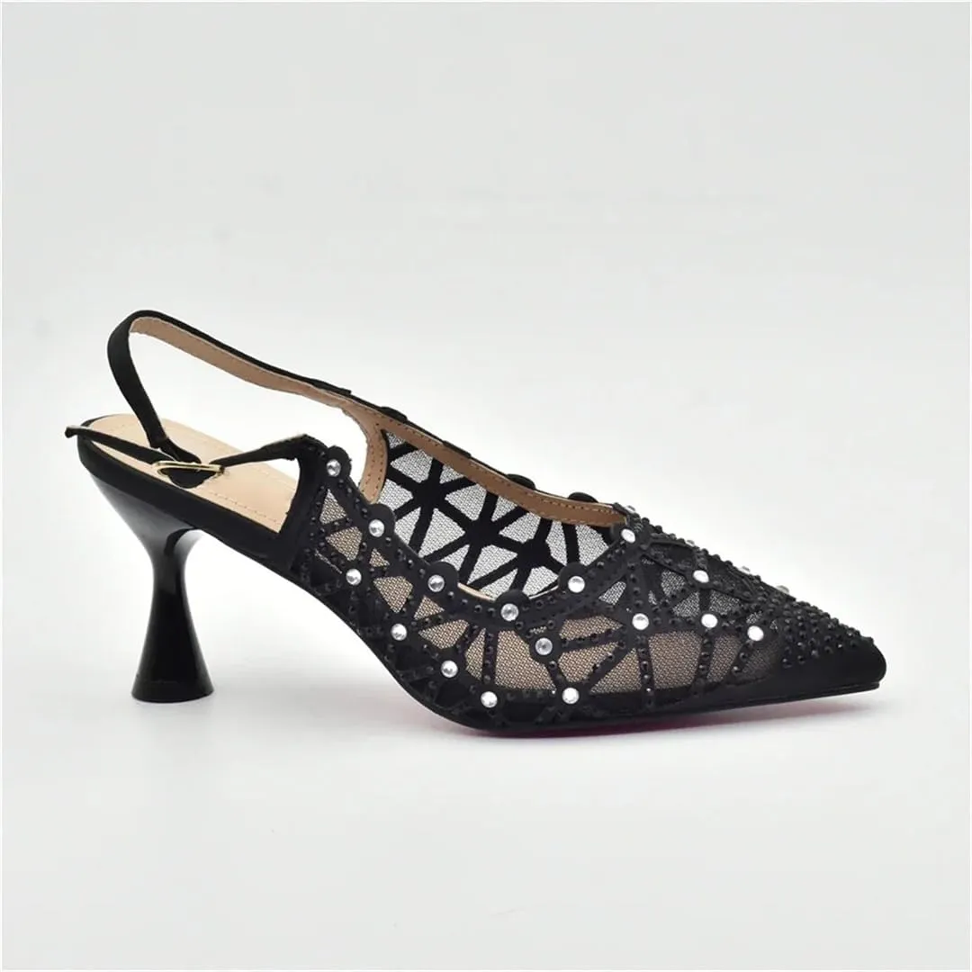 Italian Women's Shoes and Bags Set for Party Luxury Hollow Design Fashion High Heels