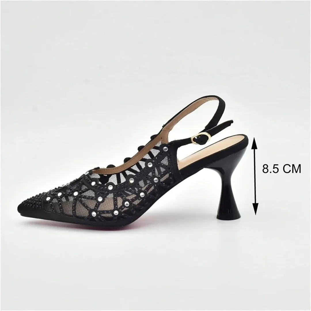 Italian Women's Shoes and Bags Set for Party Luxury Hollow Design Fashion High Heels