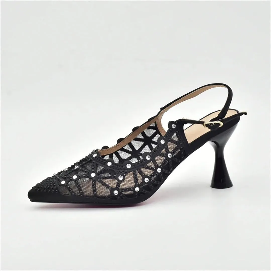 Italian Women's Shoes and Bags Set for Party Luxury Hollow Design Fashion High Heels