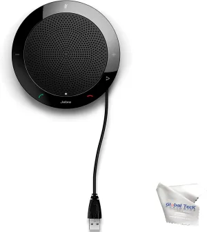 Jabra Speaker Speak 510 UC Bundle Conference Speaker and Microphone, Great For Conference Calls, Easy To Use in Home Office, Work Apps - Zoom, Teams, Meet, Webex, USB, Bluetooth, PC, Mobile, GTW Cloth