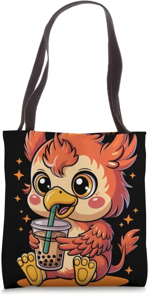Japanese Kawaii Chibi Griffin Boba Tea Tote Bag