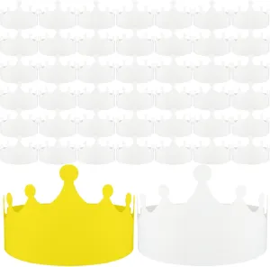 Jetec White Paper Crowns Kids DIY Birthday Crowns for Classroom Birthday Party Hats Decorations Baby Shower Supplies