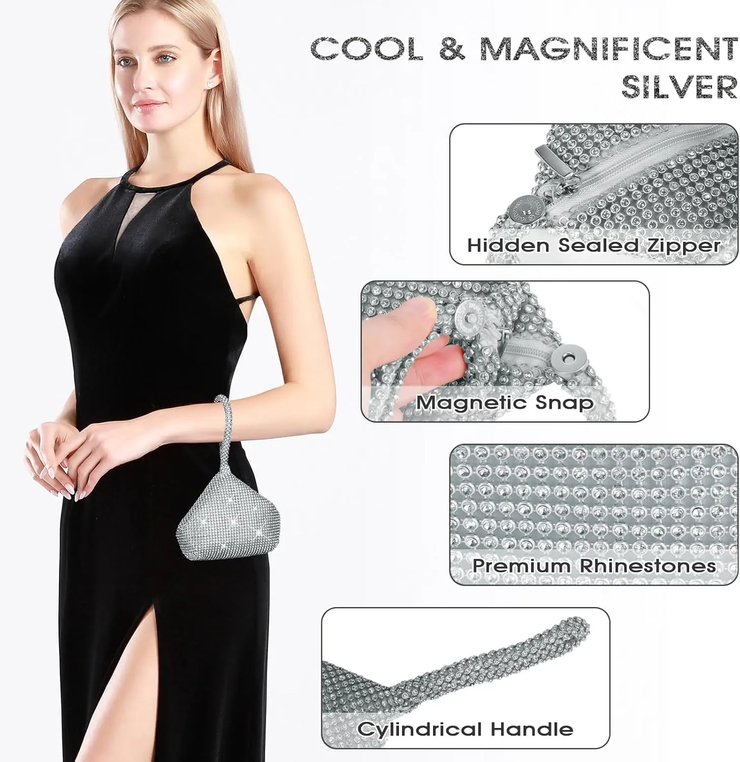 JIAN YA NA Fashion Women Bridesmaid Lady Girl Bride Evening Clutch Bag for Prom Cocktail Party Wedding Engagement