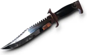 Jimm Bowie Full Serrated Knife 440C Steel Razor Sharp With Leather Sheath JBSK-8854
