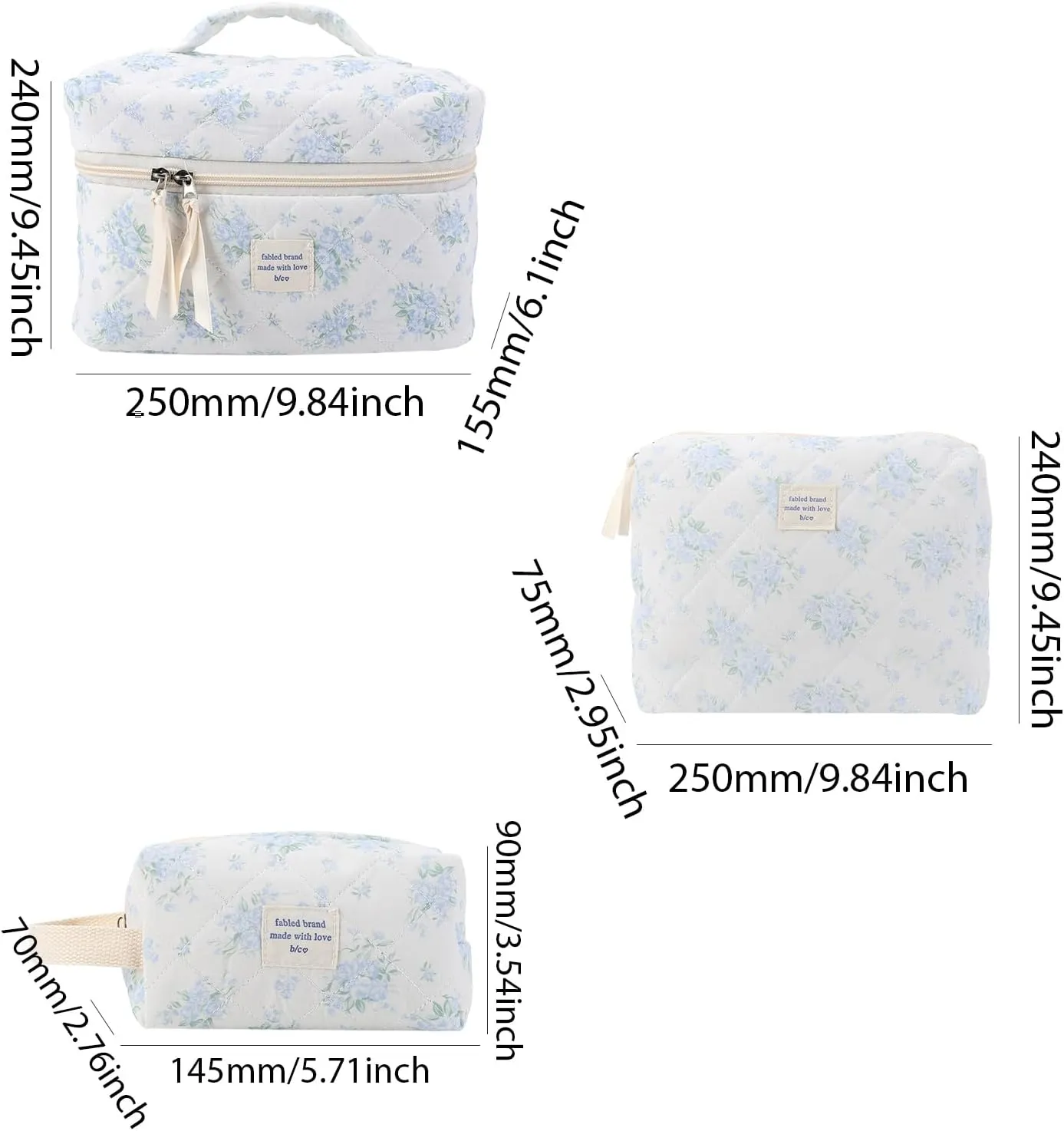 Juoxeepy Quilted Makeup Bag Floral Cotton Cosmetic Bag Jolly House Toiletry Bag Coquette Aesthetic Makeup Bag Cosmetic