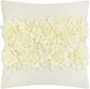 JWH Handmade 3D Flower Throw Pillow Covers Aesthetic Decorative Colorful Floral Accent Pillow Cases Stereo Pillowcase Cute Cushion for Car Bed Couch Bedroom 18x18 Inch Creamy White
