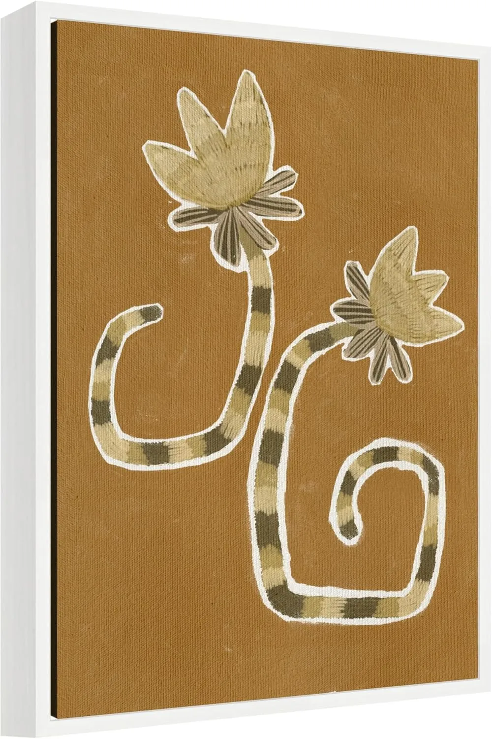 Kate and Laurel Delicate Bloom 8 Framed Canvas Wall Art by Shatha Al Dafai 18 x 24 Sylvie White, Modern, Abstract, Flowers Art for Wall Decor, Living Room, Bedroom