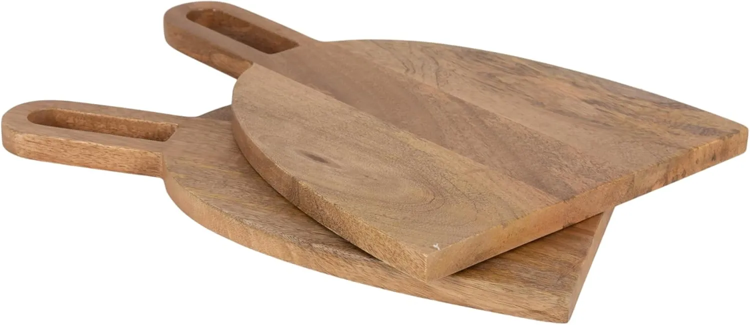 Kate and Laurel Staven Transitional Two-Piece Serving Boards Set, 14 x 10, Set of 2, Natural Wood, Modern Food-Safe Charcuterie Boards from Solid Mango Wood for Use as Kitchen Countertop Décor