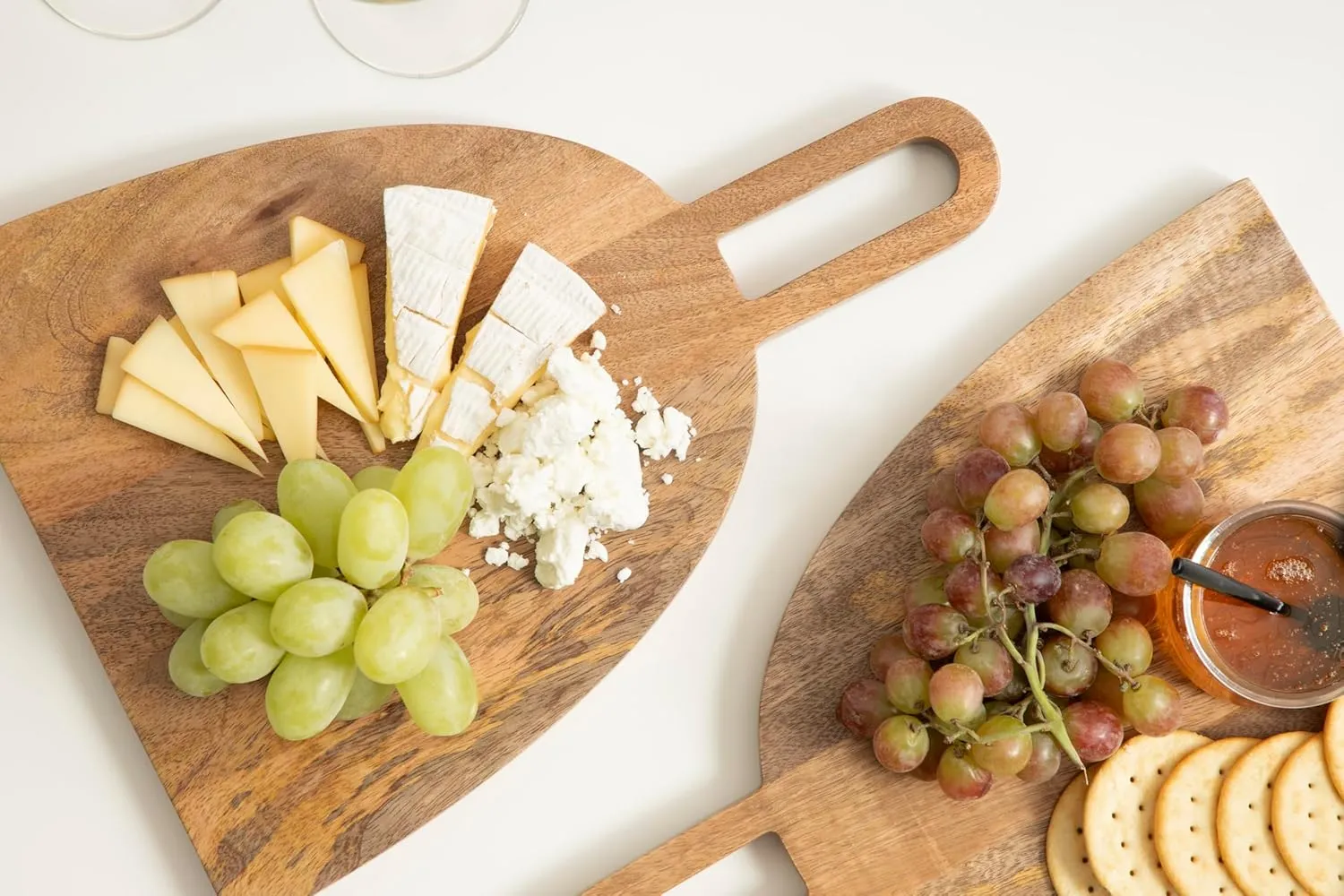 Kate and Laurel Staven Transitional Two-Piece Serving Boards Set, 14 x 10, Set of 2, Natural Wood, Modern Food-Safe Charcuterie Boards from Solid Mango Wood for Use as Kitchen Countertop Décor