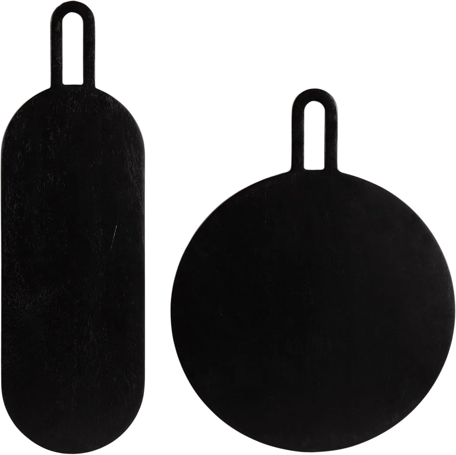 Kate and Laurel Staven Transitional Two-Piece Serving Boards Set, 7 x 22 and 14 x 18, Black, Modern Food-Safe Charcuterie Boards with Solid Mango Construction for Use as Kitchen Countertop Décor