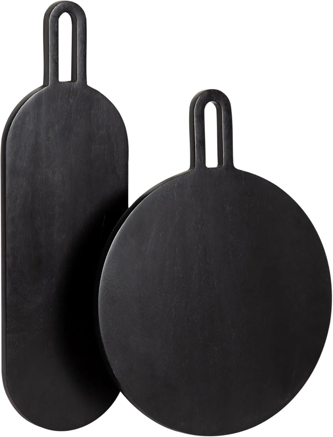 Kate and Laurel Staven Transitional Two-Piece Serving Boards Set, 7 x 22 and 14 x 18, Black, Modern Food-Safe Charcuterie Boards with Solid Mango Construction for Use as Kitchen Countertop Décor