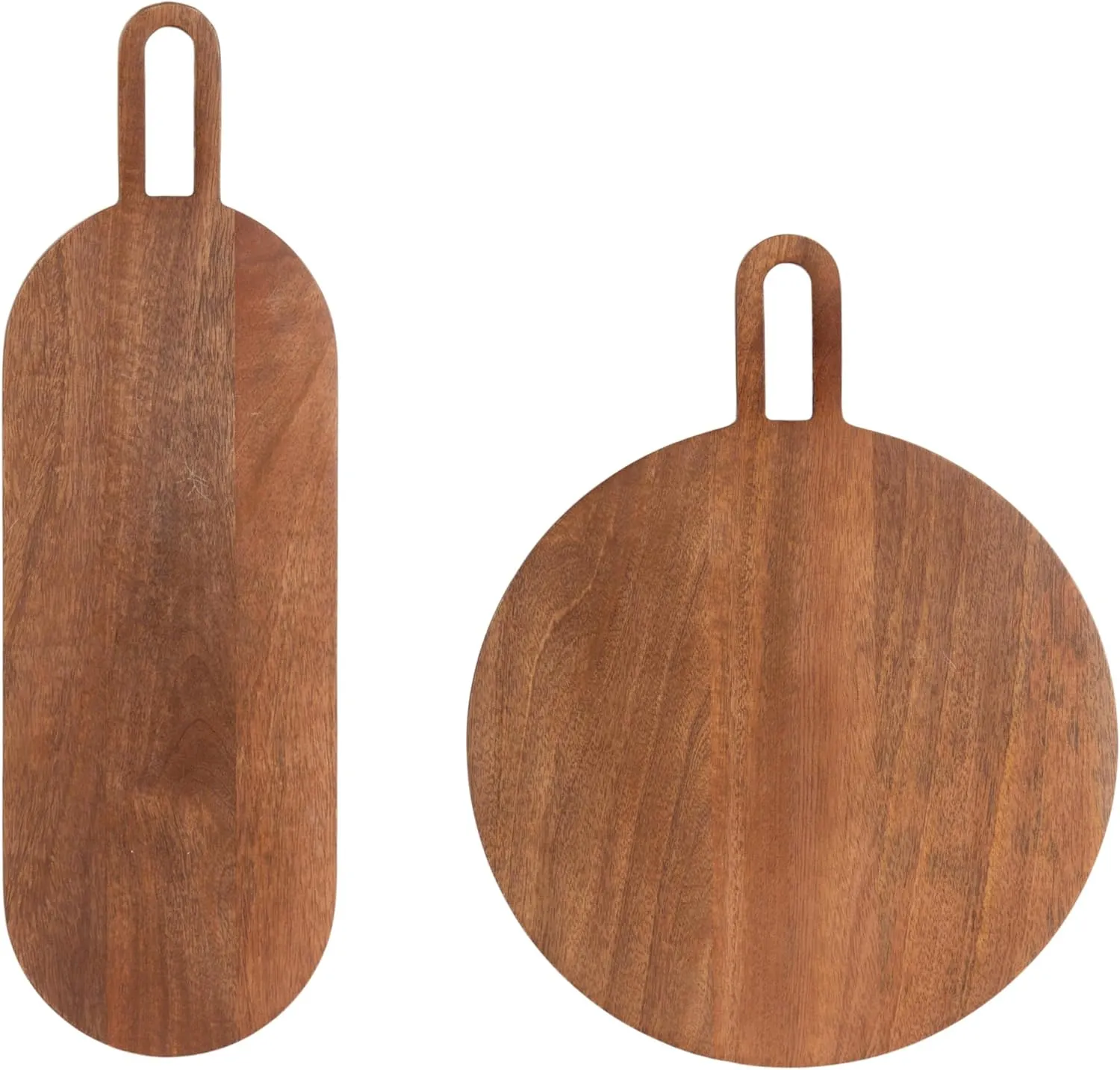 Kate and Laurel Staven Transitional Two-Piece Serving Boards Set, 7 x 22 and 14 x 18, Walnut Brown, Modern Food-Safe Charcuterie Boards from Solid Mango Wood for Use as Kitchen Countertop Décor