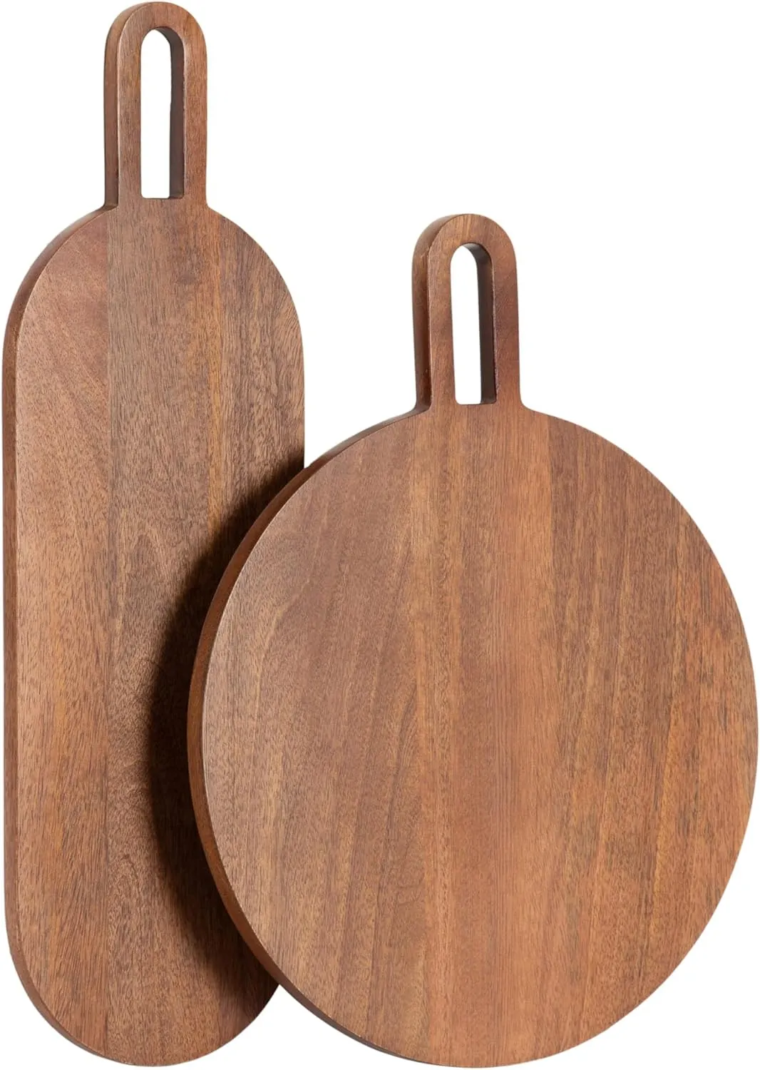Kate and Laurel Staven Transitional Two-Piece Serving Boards Set, 7 x 22 and 14 x 18, Walnut Brown, Modern Food-Safe Charcuterie Boards from Solid Mango Wood for Use as Kitchen Countertop Décor