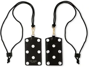 Kate Spade New York ID Badge Holder with Lanyard, Vegan Leather Slim Card Wallet, Name Tag Case for Work, School, or Travel (Picture Dot)