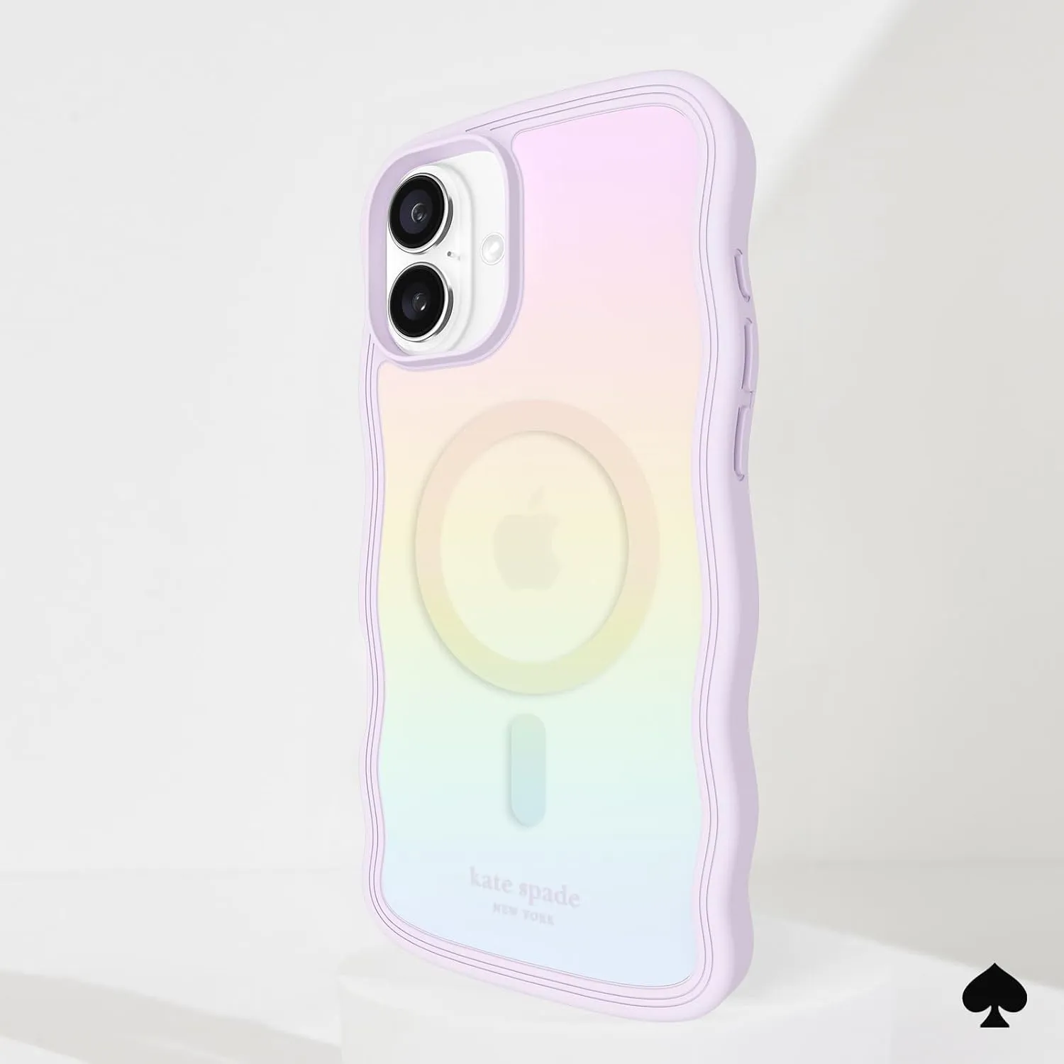 kate spade new york iPhone 16 Plus case - Compatible with MagSafe -Designer Phone Case - Wavy Opal Iridescent