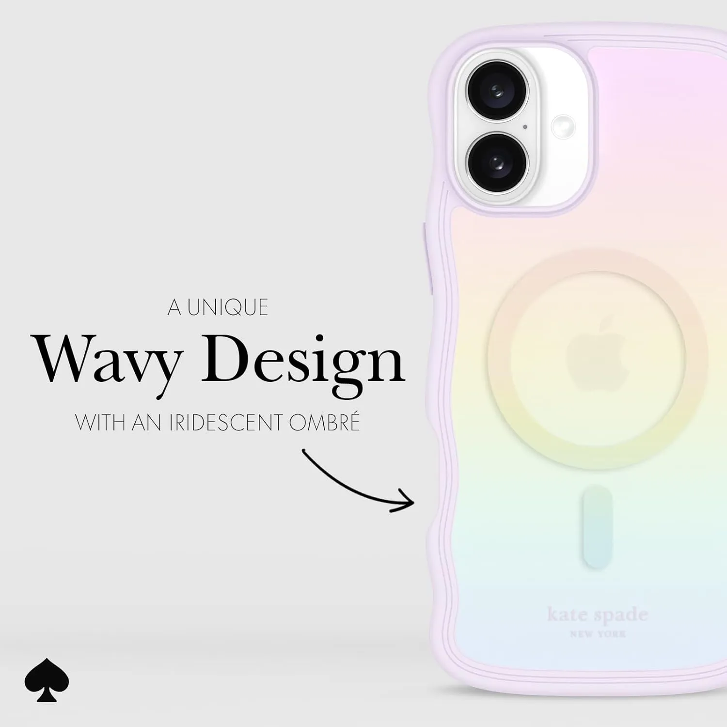 kate spade new york iPhone 16 Plus case - Compatible with MagSafe -Designer Phone Case - Wavy Opal Iridescent