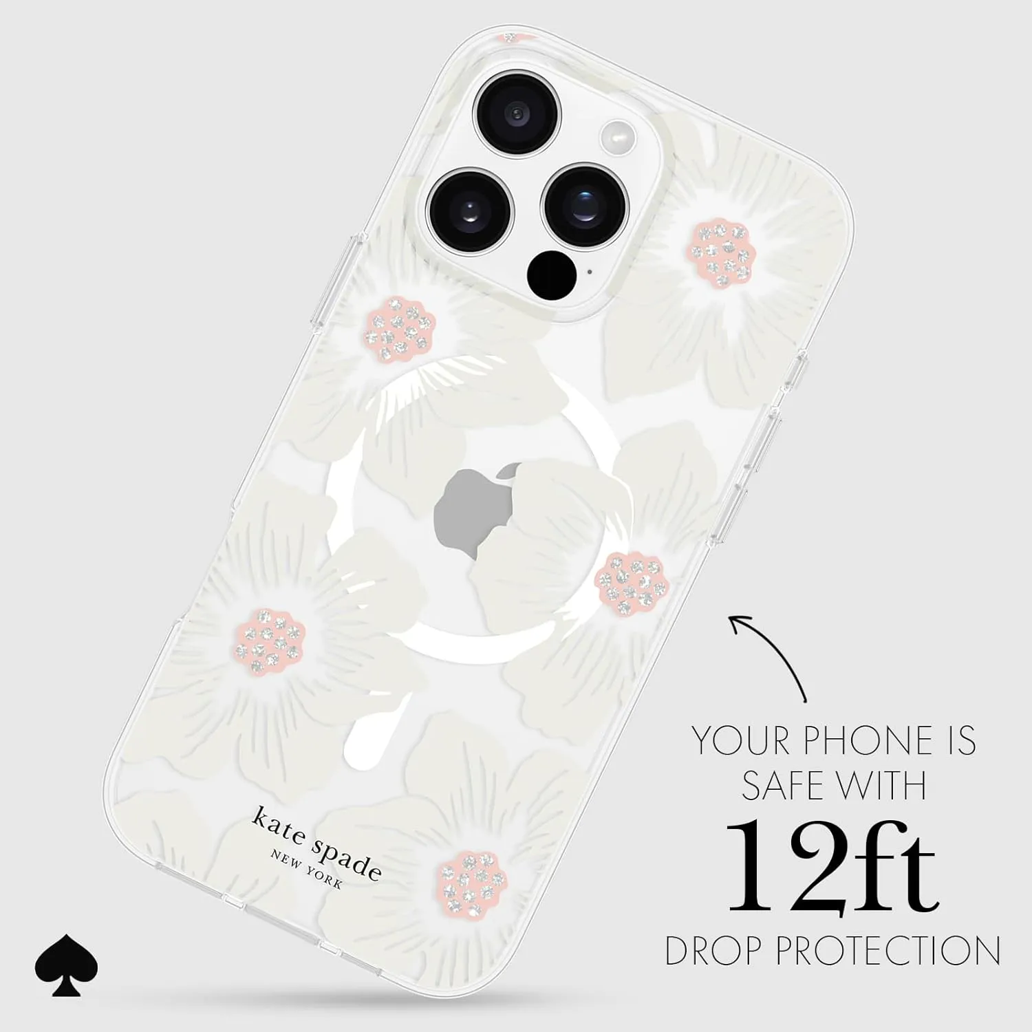 kate spade new york iPhone 16 Pro Max Case - Compatible with MagSafe - Designer Phone Case - Hollyhock Cream Floral