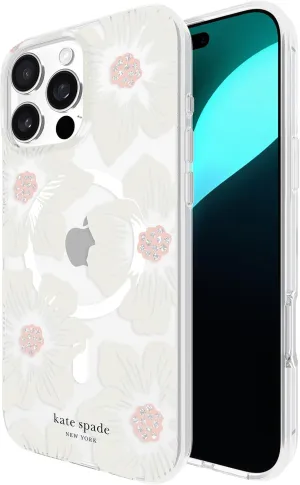 kate spade new york iPhone 16 Pro Max Case - Compatible with MagSafe - Designer Phone Case - Hollyhock Cream Floral