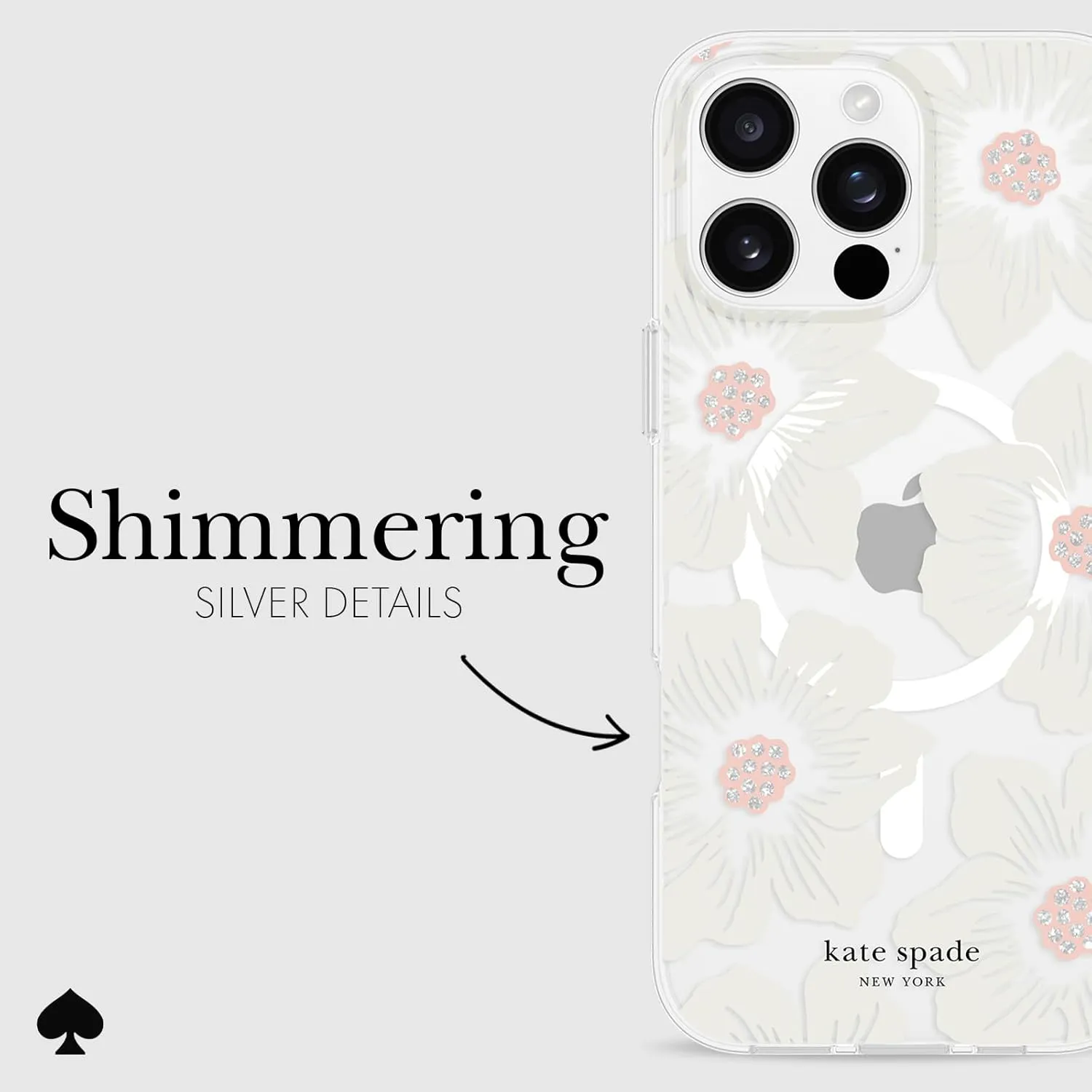 kate spade new york iPhone 16 Pro Max Case - Compatible with MagSafe - Designer Phone Case - Hollyhock Cream Floral