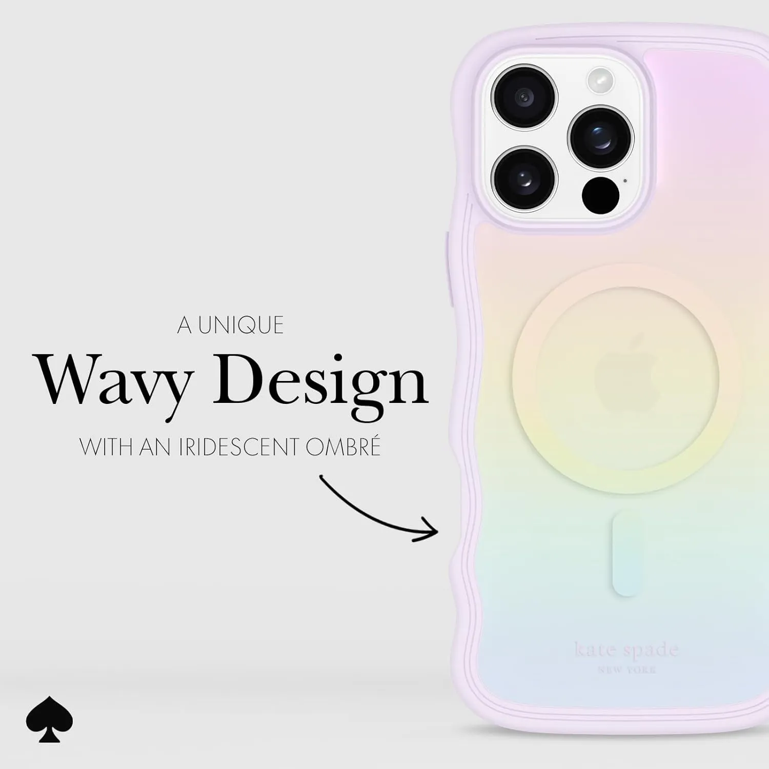 kate spade new york iPhone 16 Pro Max Case - Compatible with MagSafe - Designer Phone Case - Wavy Opal Iridescent