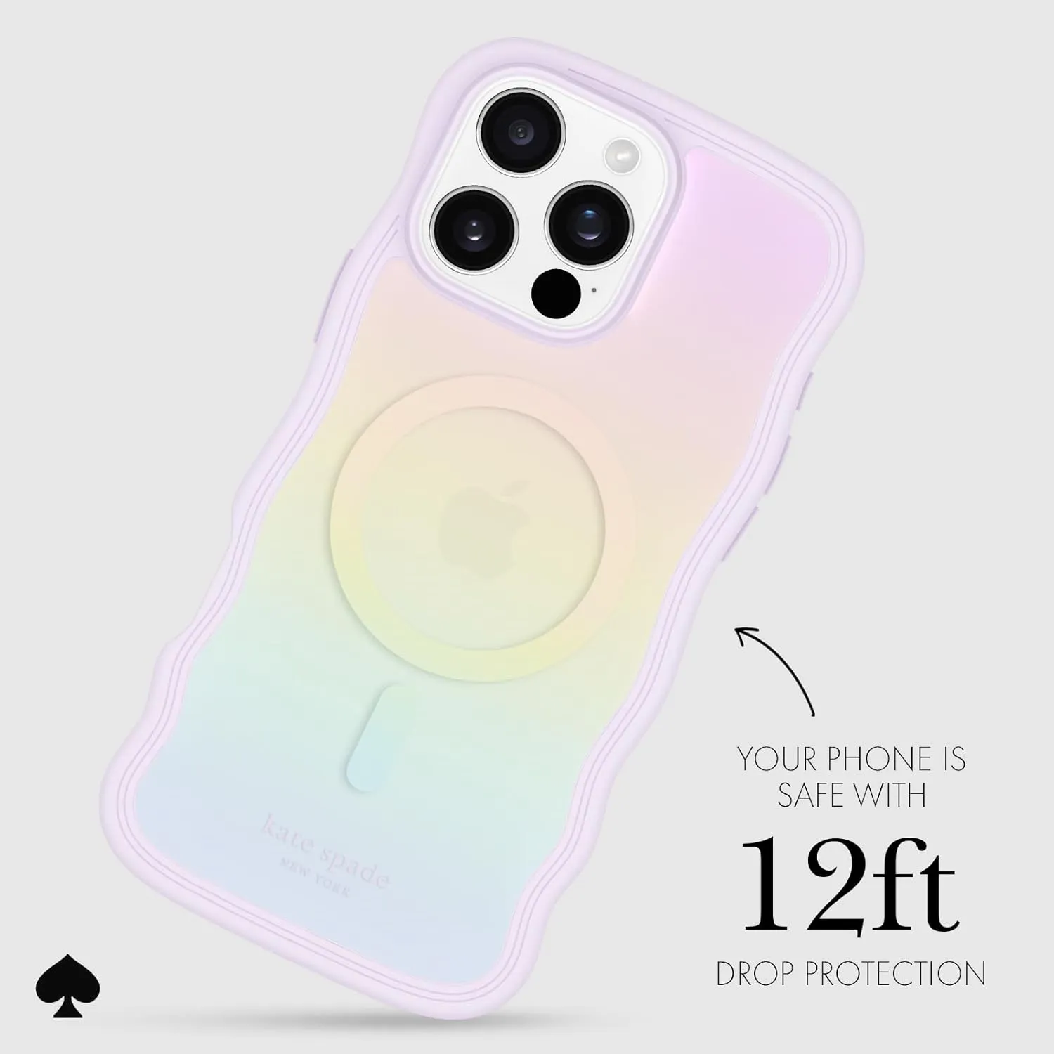 kate spade new york iPhone 16 Pro Max Case - Compatible with MagSafe - Designer Phone Case - Wavy Opal Iridescent