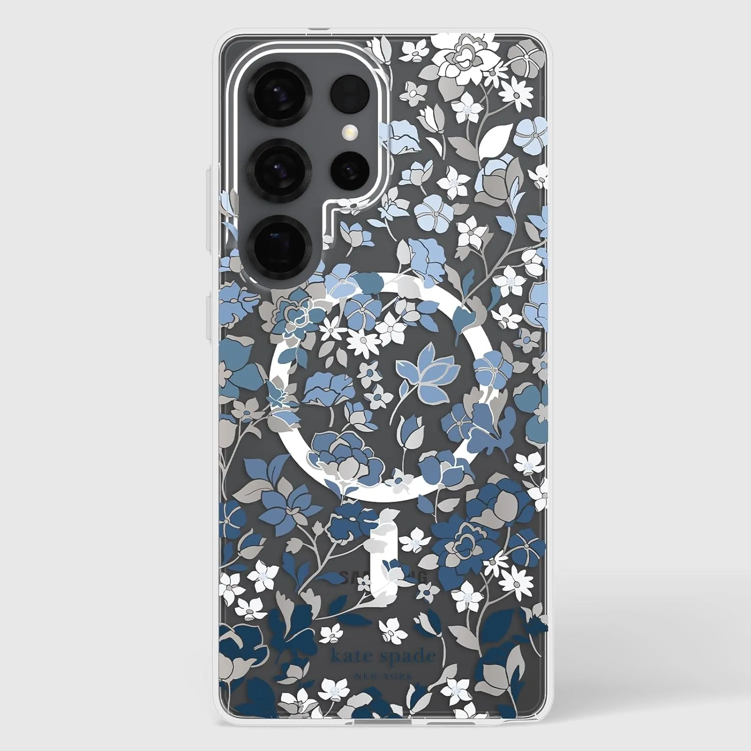 kate spade new york Samsung Galaxy S25 Ultra Case - [Magnetic and Wireless Charging] - Designer Phone Case - Flowerbed Blue Gems