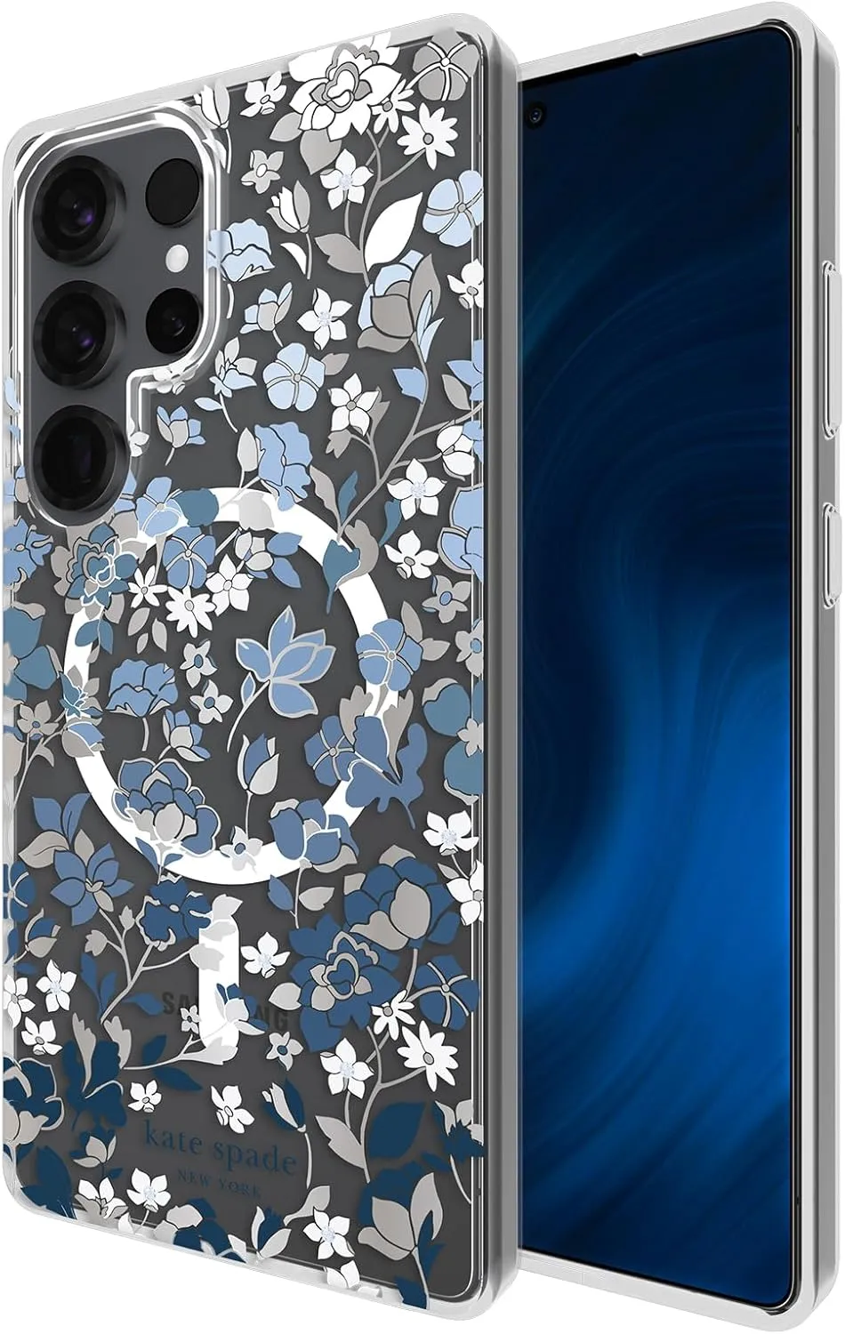 kate spade new york Samsung Galaxy S25 Ultra Case - [Magnetic and Wireless Charging] - Designer Phone Case - Flowerbed Blue Gems