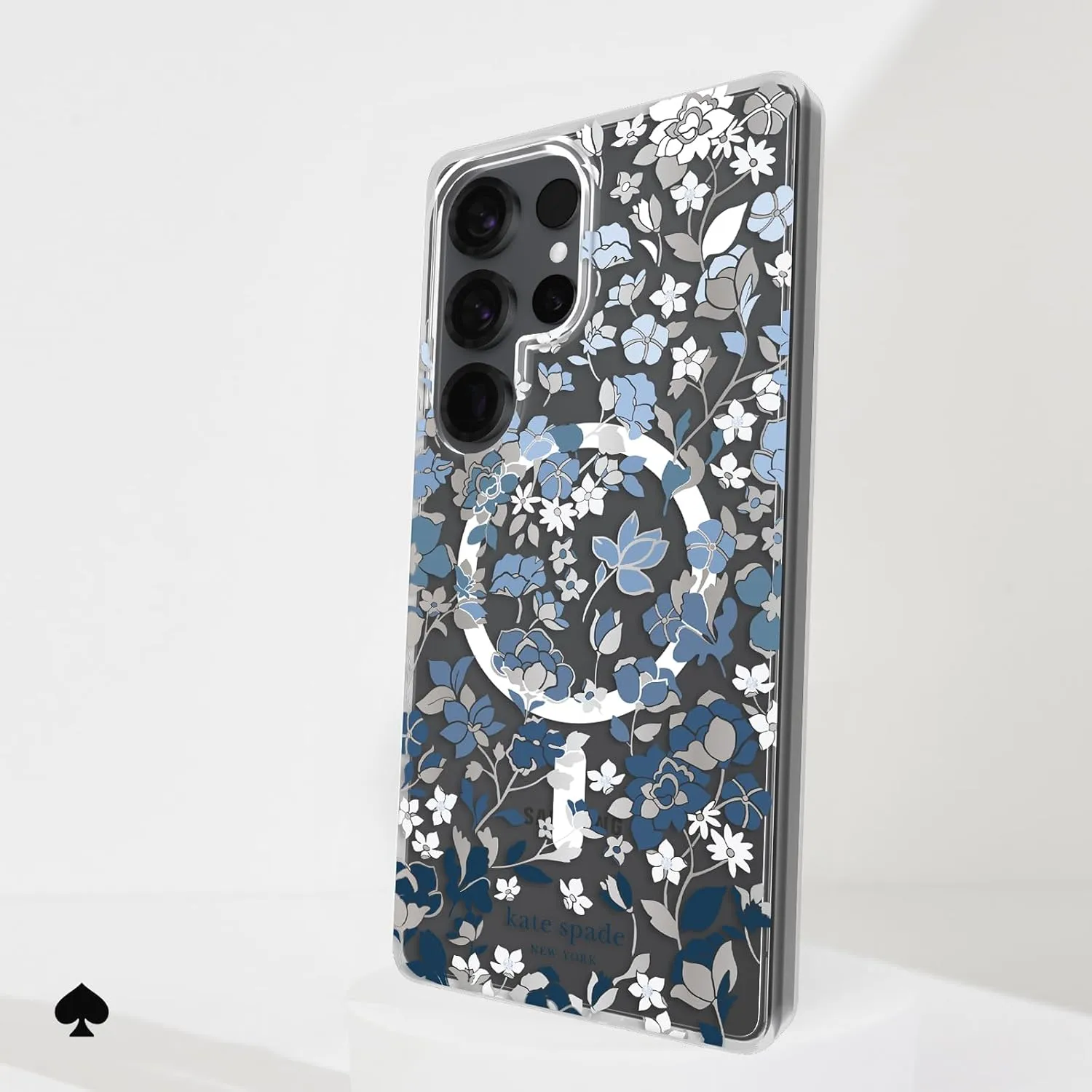 kate spade new york Samsung Galaxy S25 Ultra Case - [Magnetic and Wireless Charging] - Designer Phone Case - Flowerbed Blue Gems