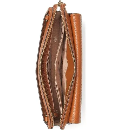 KATE SPADE WOMEN LEILA HANDBAG SMALL FLAP CROSSBODY BAG K8284 BROWN WARM GINGER