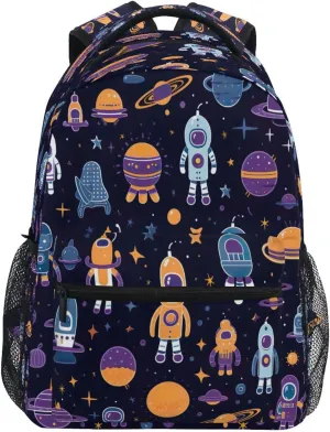 Kigai Cartoon Spacecraft Backpack for Men & Women Water Resistant Multiple Pockets Bookbag College Laptop Shoulder Bag Travel Casual Daypack