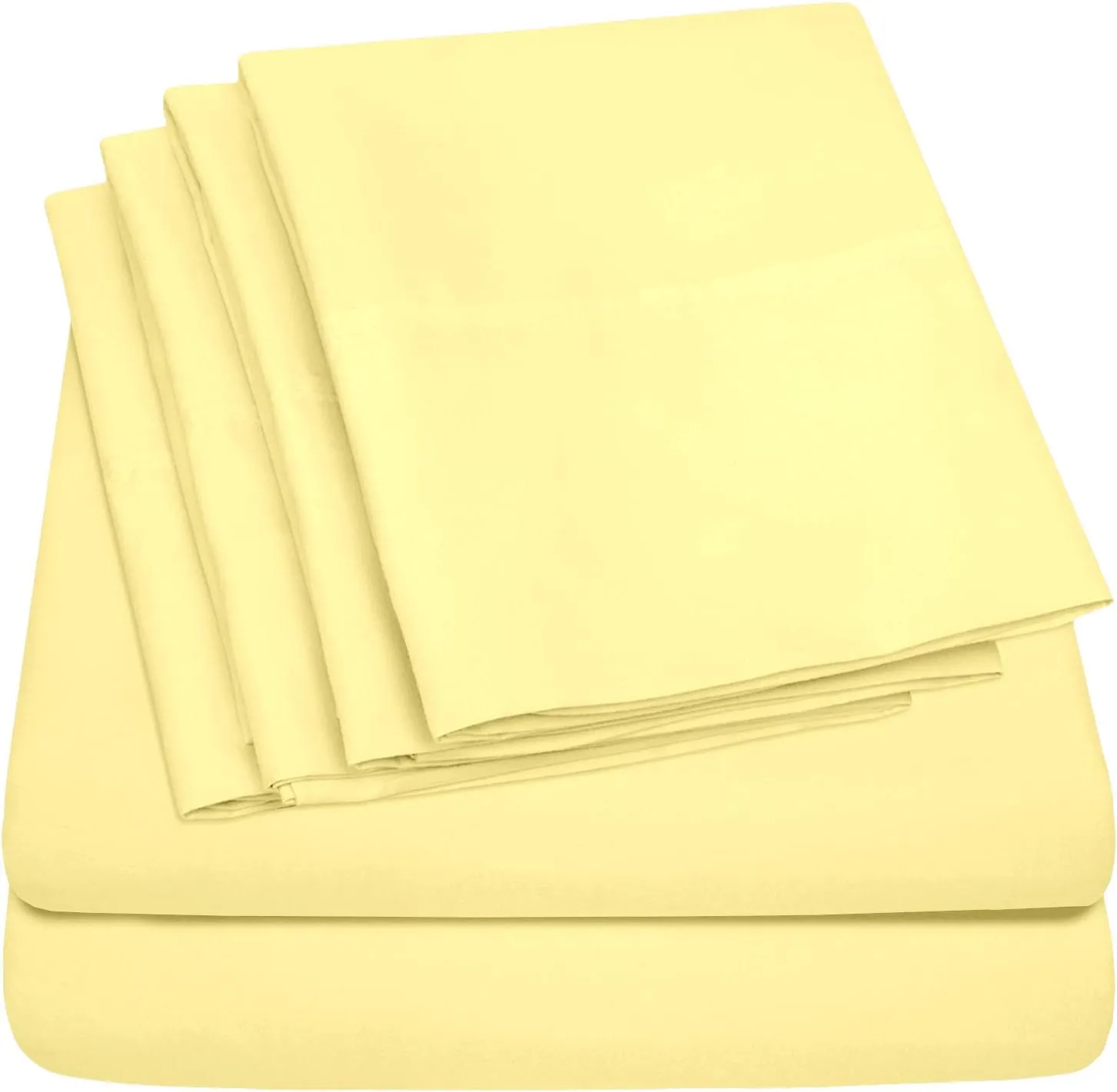 King Size Bed Sheets - 6 Piece 1500 Supreme Collection Fine Brushed Microfiber Deep Pocket King Sheet Set Bedding - 2 Extra Pillow Cases, Great Value, King, Pale Yellow