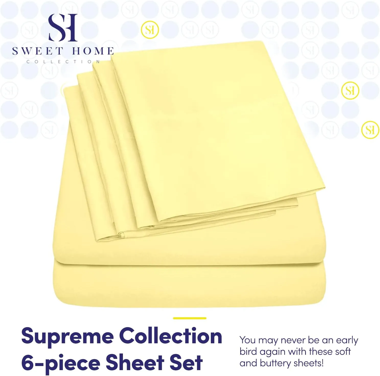 King Size Bed Sheets - 6 Piece 1500 Supreme Collection Fine Brushed Microfiber Deep Pocket King Sheet Set Bedding - 2 Extra Pillow Cases, Great Value, King, Pale Yellow